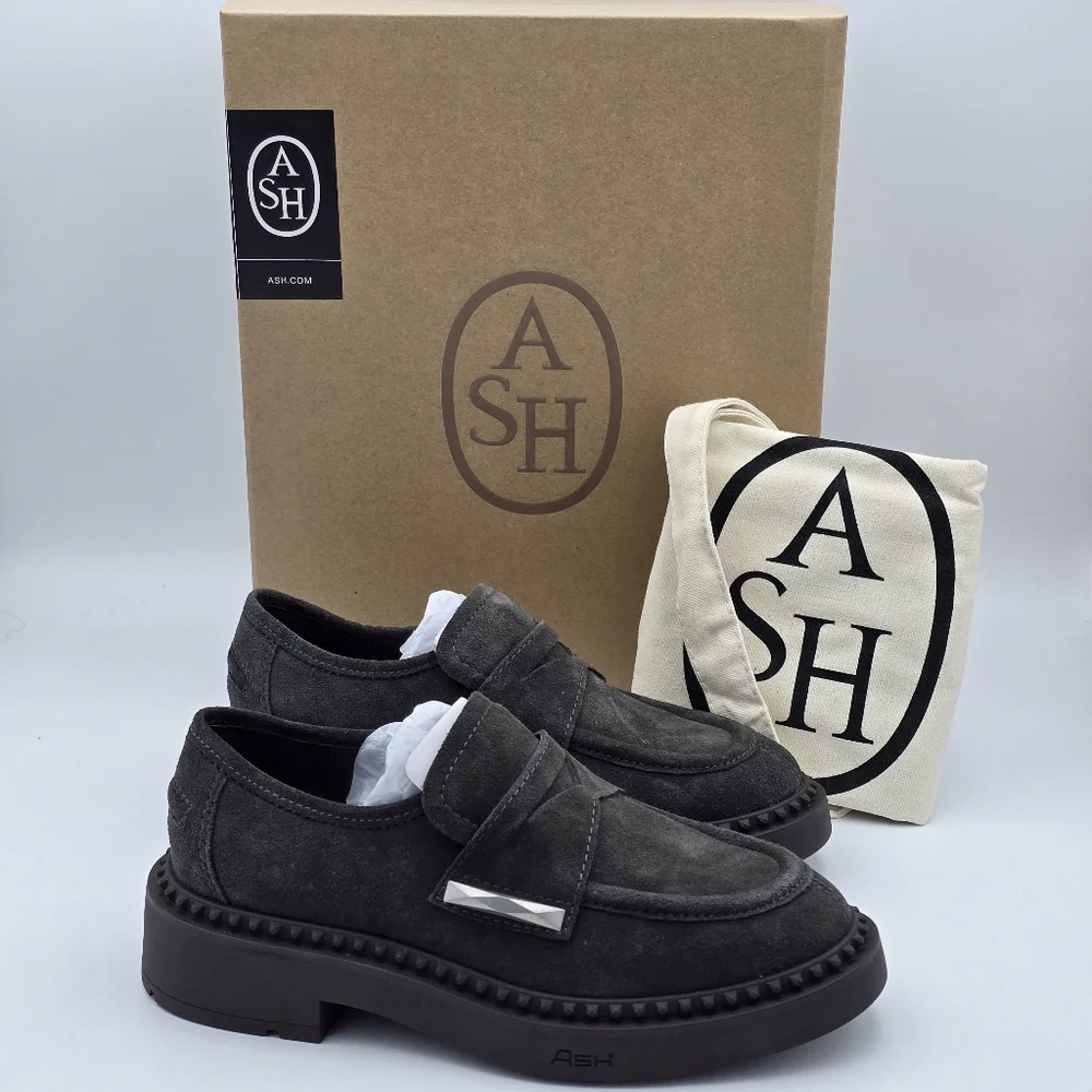 NIB Ash Medusa Suede Studded Platform Loafers, Bistro, EU 35/US 5, with dust bag - Picture 16 of 16